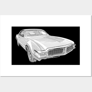 Oldsmobile Toronado 1968 American classic car monochrome Posters and Art